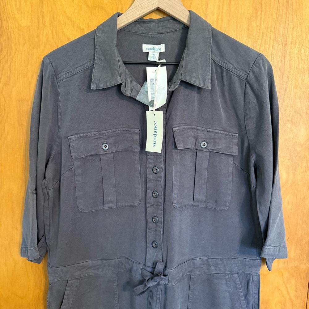 NWT Sundance All Roads Gray Graphite Jumpsuit Size L Petite Women - Picture 3 of 14